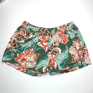 Patagonia Green and Orange Floral Athletic Shorts